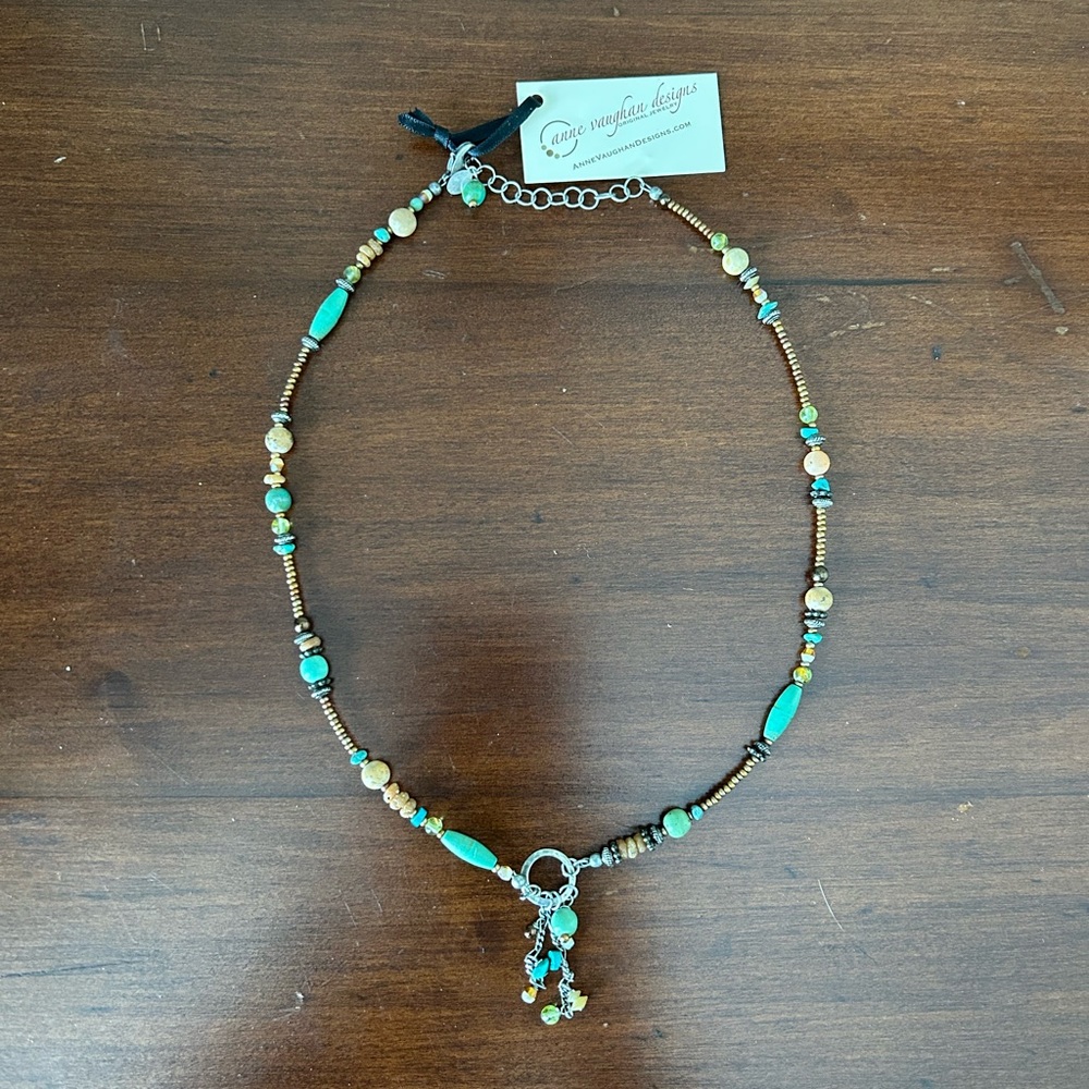 NWT Ann Vaughan Designs Necklace with Turquoise Accents, Handcrafted in Va